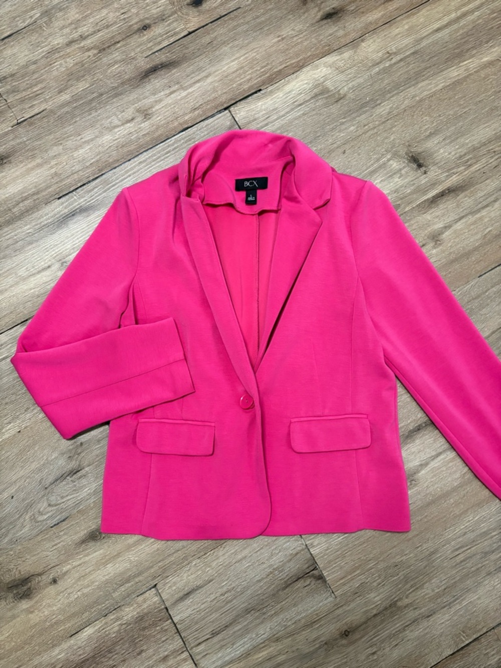 BCX Women's Bright Pink Single-Button Blazer